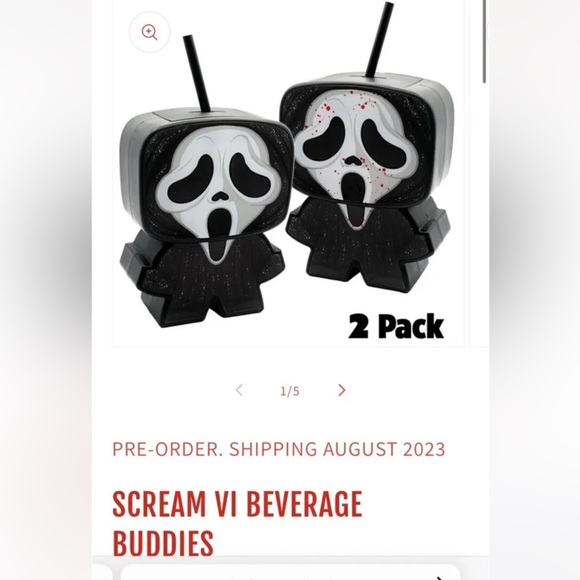 Scream 6 VI 2023 Ghost Face Drink Movie Cups (2) Bloody - Picture 1 of 6